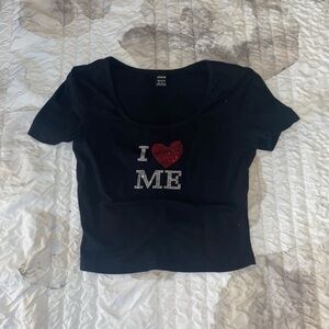 i love me shirt rhinestone black crop top